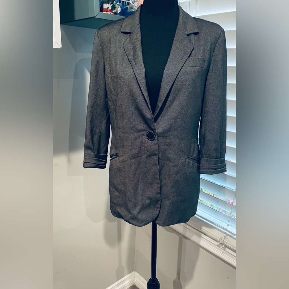 Kenneth Cole Grey 3/4 Sleeve Blazer